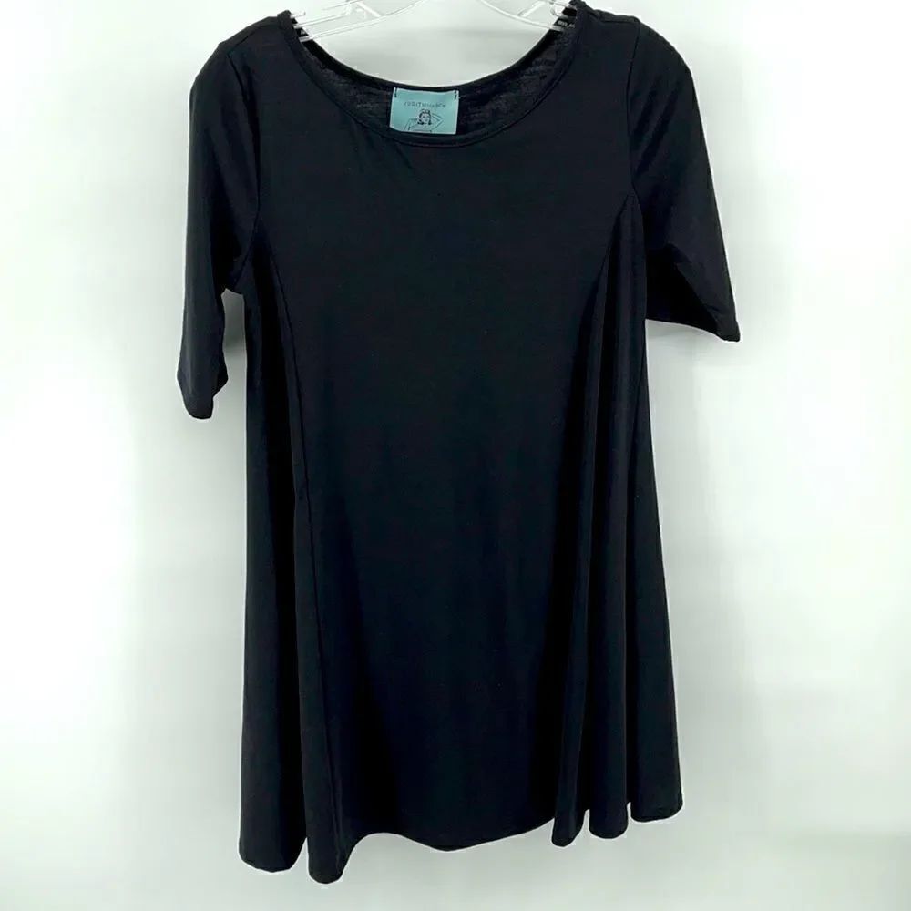 Judith March basic black babydoll half sleeve a-line dress medium EUC mini